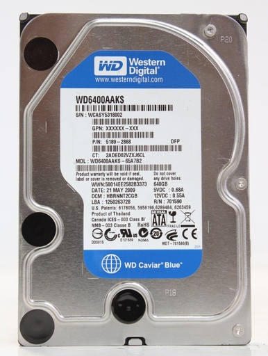 [HQB-XL-9GE] Western Digital Caviar Blue 640GB Internal 7200RPM 3.5" HDD